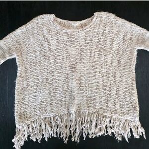 Umgee Textured Cream Fringe Sweater